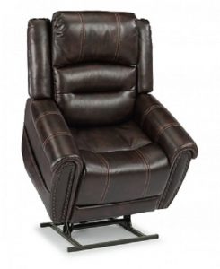 Brown stitched leather lift chair
